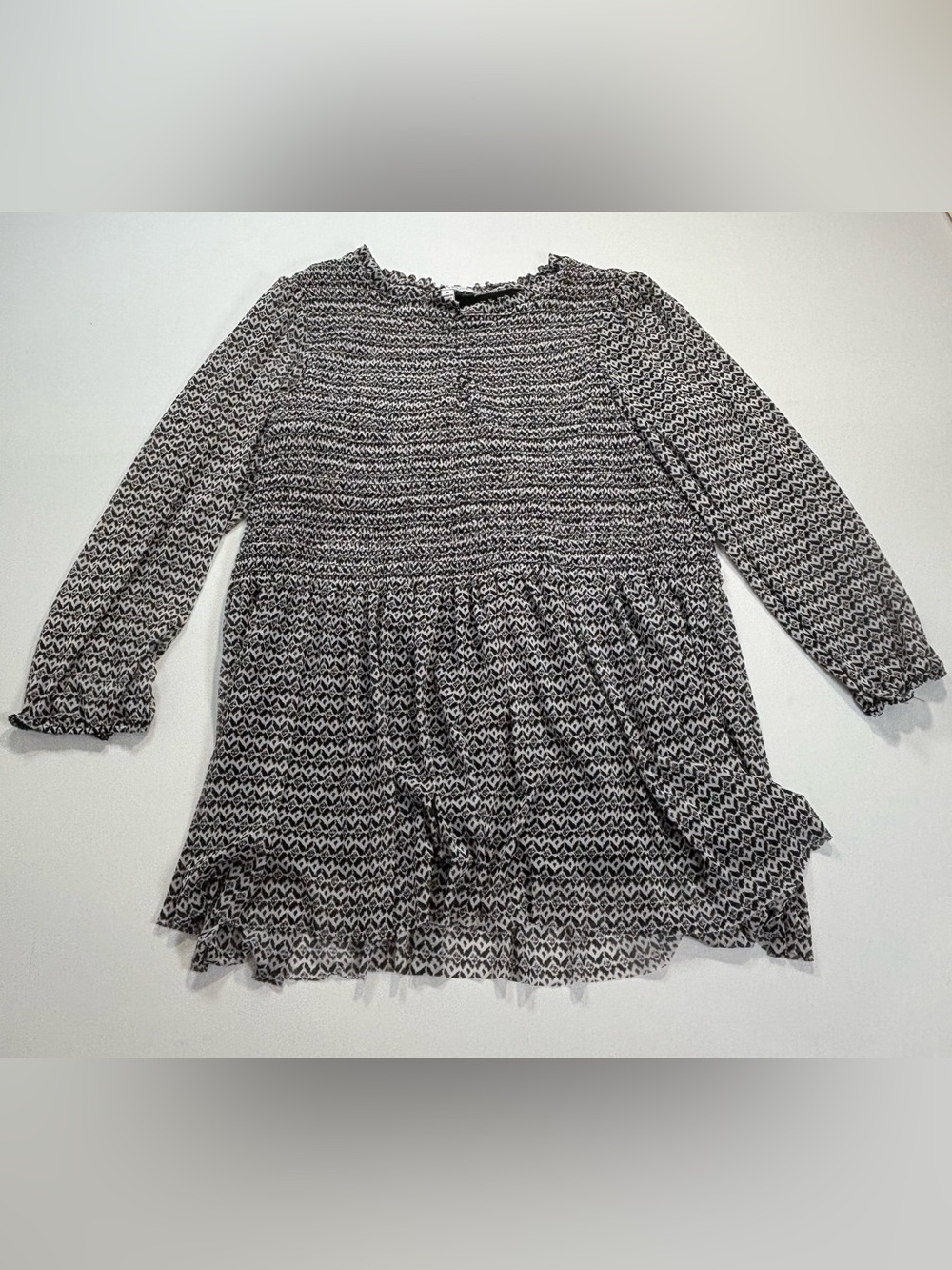 Rose & Olive Black and White Printed Peplum Tunic
